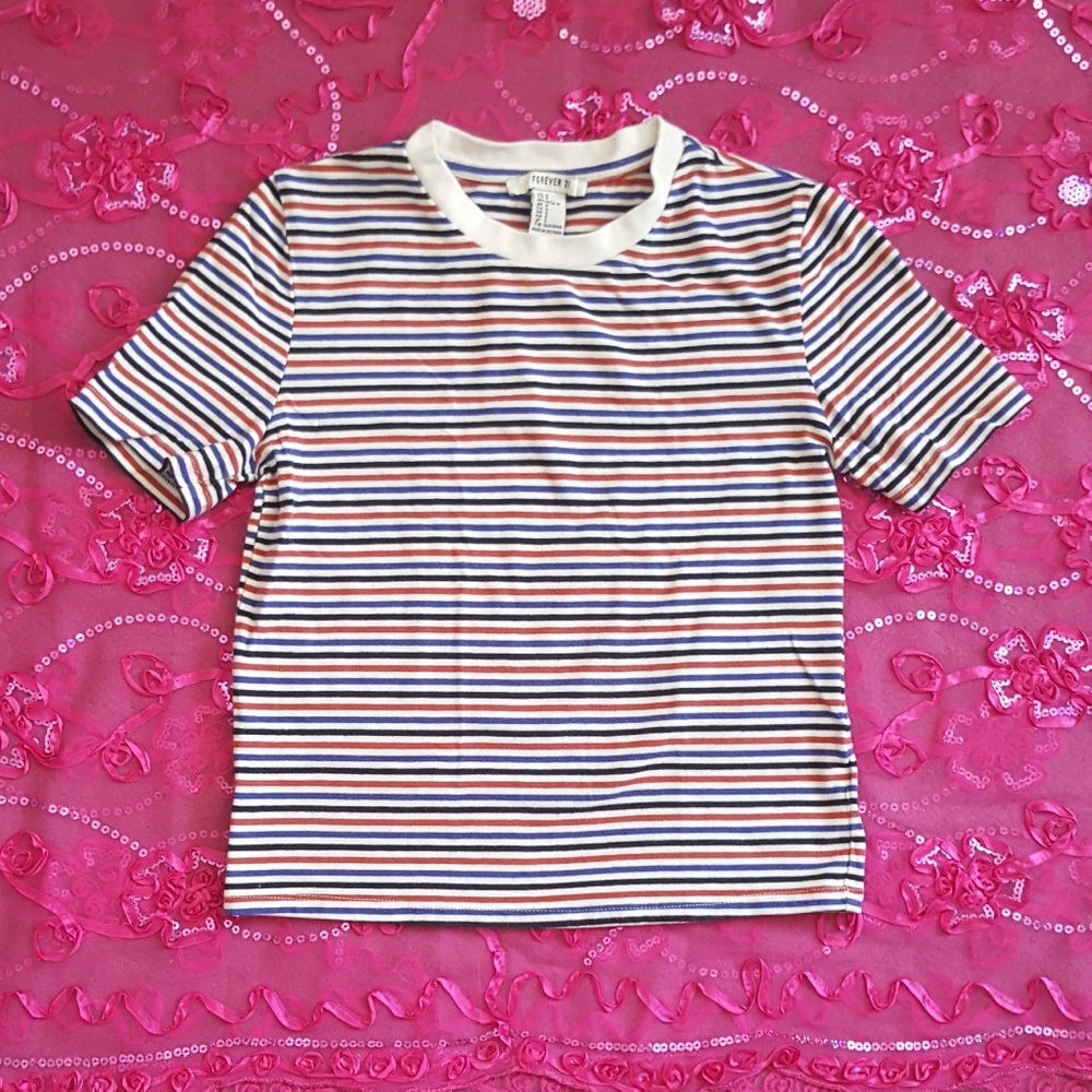 forever 21 red, blue, and white striped shirt